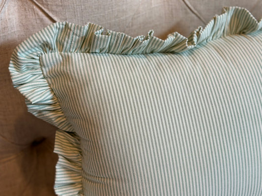 Striped ruffle pillow