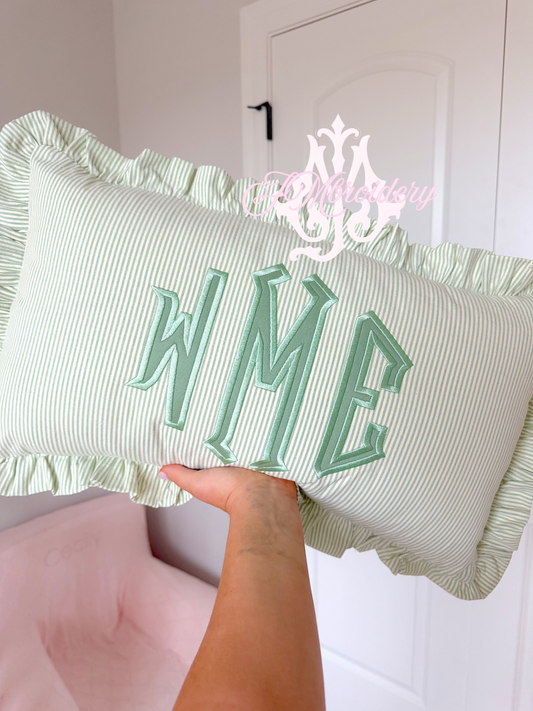 Striped ruffle pillow