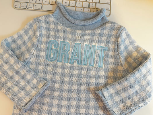 Hampton James Gingham Rollneck Sweater