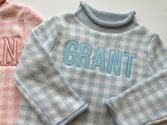 Gingham roll neck sweater