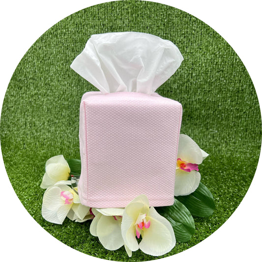 Pink Cotton Pique Tissue Box Cover