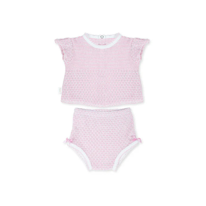 Paty Knit Flutter Sleeve Diaper Set with Bows