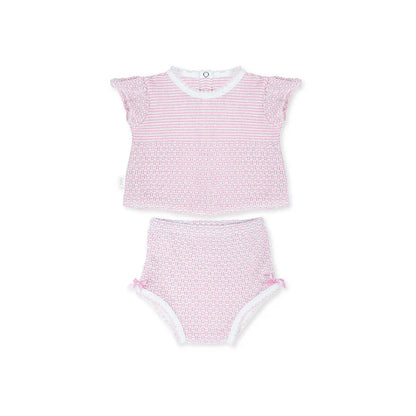 Paty Knit Flutter Sleeve Diaper Set with Bows