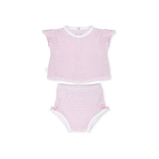 Paty Knit Flutter Sleeve Diaper Set with Bows