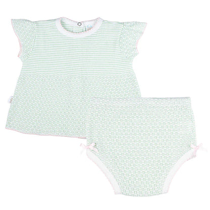 Paty Knit Flutter Sleeve Diaper Set with Bows