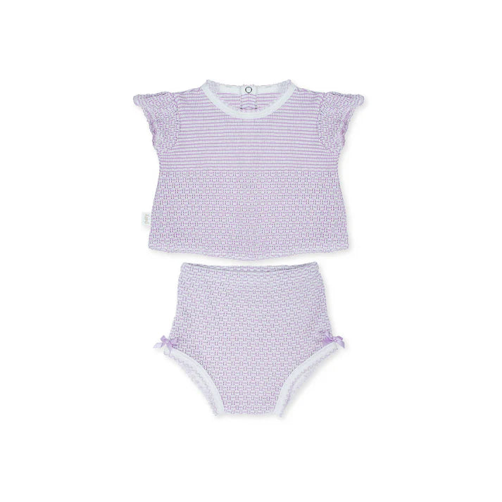 Paty Knit Flutter Sleeve Diaper Set with Bows