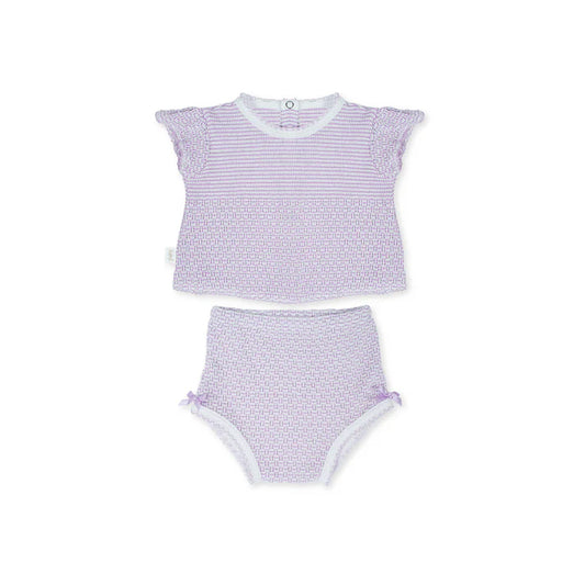 Paty Knit Flutter Sleeve Diaper Set with Bows