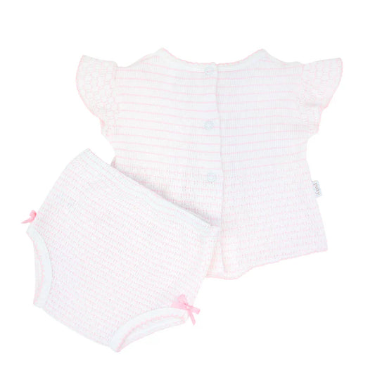 Paty Knit Pinstripe Flutter Sleeve Diaper Set with Bows **preorder**